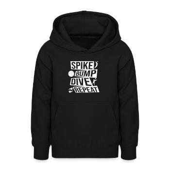 Spike Bump Dive Répéter Volleyball Idée graphique - Sweat à capuche Ado - noir - Devant - AI Model Teenager Male light (155cm)
