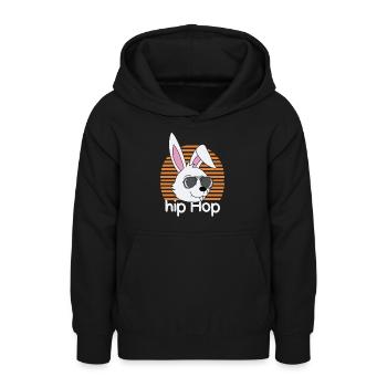 Lapin Hip Hop - Sweat à capuche Ado - noir - Devant - AI Model Teenager Male light (155cm)
