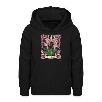 Vintage orchid illustration, antique orchid - Teen Hoodie - black - Front - AI Model Teenager Male light (155cm)
