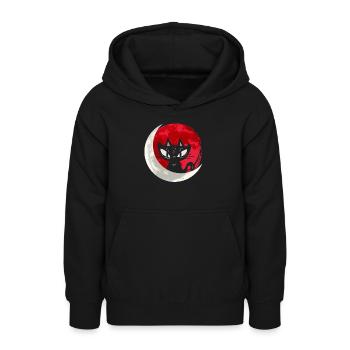 Black Cat with Crescent Moon - Gothic Gothic - Teen Hoodie - black - Front - AI Model Teenager Male light (155cm)