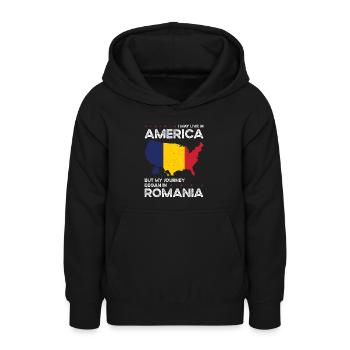 geboren rumänisch Rumänien amerikanisch USA - Teenager Hoodie - Schwarz - Vorne - AI Model Teenager Male light (155cm)