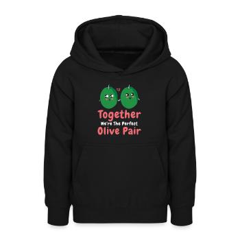 Valentinstag Olive Paare Dating Romantik - Teenager Hoodie - Schwarz - Vorne - AI Model Teenager Male light (155cm)