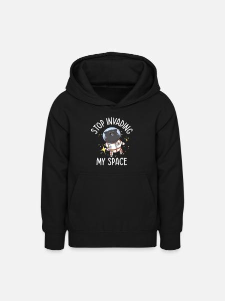 Weltraum Schnurrende Katze Astronaut - Teenager Hoodie - Schwarz