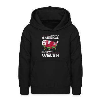 Geboren in Walisisch Wales Amerikanisch USA - Teenager Hoodie - Schwarz - Vorne - AI Model Teenager Male light (155cm)
