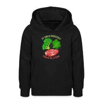 Brokkoli, Steak, lustiger Spruch für Fleischesser - Teenager Hoodie - Schwarz - Vorne - AI Model Teenager Male light (155cm)