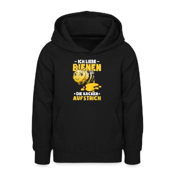 Ich liebe Bienen die kacken Aufstrich - Teenager Hoodie - Schwarz - Vorne - AI Model Teenager Male light (155cm)