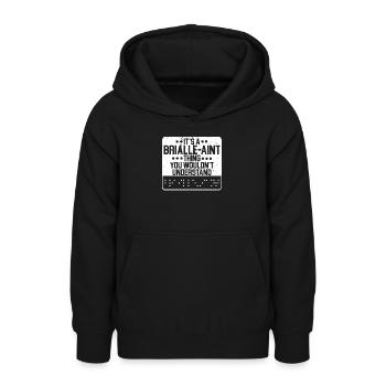 Braille Blind Blindness Awareness Visually - Teen Hoodie - black - Front - AI Model Teenager Male light (155cm)