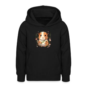 Meerschweinchen mit Blumen - Teenager Hoodie - Schwarz - Vorne - AI Model Teenager Male light (155cm)