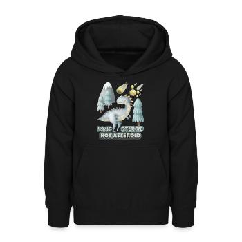 Drôle de dinosaure 3D, disant avec un astéroïde - Sweat à capuche Ado - noir - Devant - AI Model Teenager Male light (155cm)