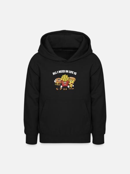 Burger Pommes Pizza - Teenager Hoodie - Schwarz