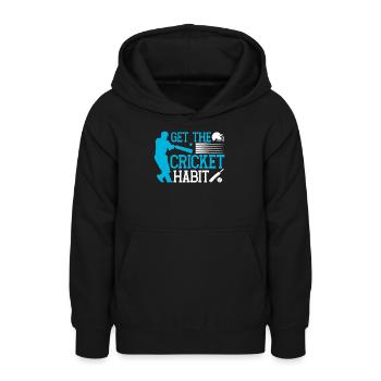 Prenez l’habitude du cricket - Sweat à capuche Ado - noir - Devant - AI Model Teenager Male light (155cm)