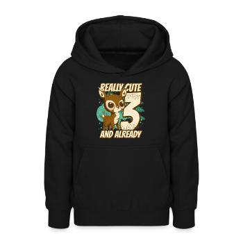 really Cute and already 3 - fawn children birthday - Teenager Hoodie - Schwarz - Vorne - AI Model Teenager Male light (155cm)