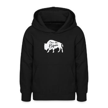 World Wildlife Day Retro Bison Wildlife Animal - Teen Hoodie - black - Front - AI Model Teenager Male light (155cm)