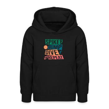 Spike Bump Dive Repeat Volleyball Cadeau graphique - Sweat à capuche Ado - noir - Devant - AI Model Teenager Male light (155cm)