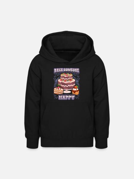 Kuchen backen, Torte backen, lustiger Spruch - Teenager Hoodie - Schwarz