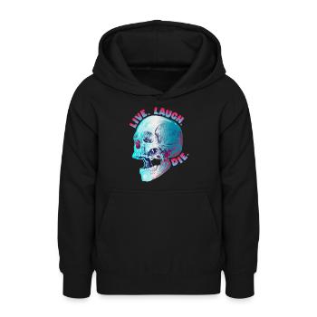 Drôle de crâne, dicton morbide, design de motard - Sweat à capuche Ado - noir - Devant - AI Model Teenager Male light (155cm)