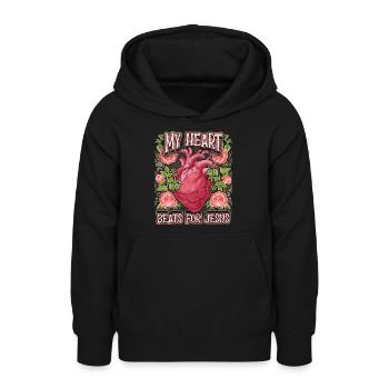 Anatomisches Herz, Jesus Christus Spruch, vintage - Teenager Hoodie - Schwarz - Vorne - AI Model Teenager Male light (155cm)