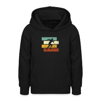 Jogging Rétro - Sweat à capuche Ado - noir - Devant - AI Model Teenager Male light (155cm)