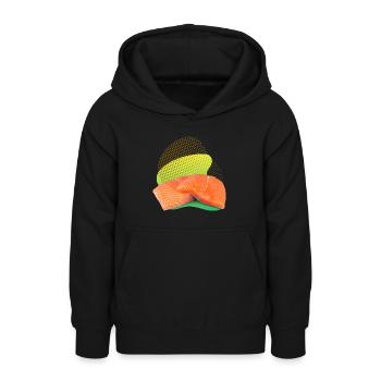 Saumon, Saumon, Steak de saumon, Saumon fumé - Sweat à capuche Ado - noir - Devant - AI Model Teenager Male light (155cm)