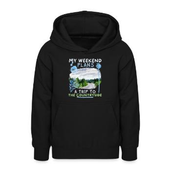 Excursion d’un week-end en voiture, camping, excursion à terre - Sweat à capuche Ado - noir - Devant - AI Model Teenager Male light (155cm)