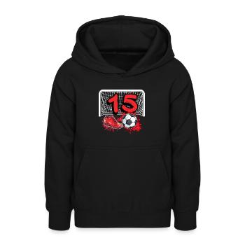 15. Geburtstag Fußball - Teenager Hoodie - Schwarz - Vorne - AI Model Teenager Male light (155cm)