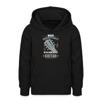Akustische Gitarre Herren - Teenager Hoodie - Schwarz - Vorne - AI Model Teenager Male light (155cm)