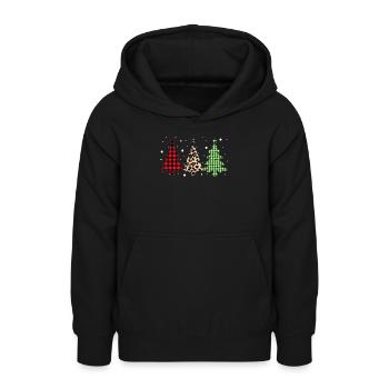 Joyeux Noël Buffalo Trees Leopard Plaid Print - Sweat à capuche Ado - noir - Devant - AI Model Teenager Male light (155cm)