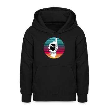 Corse France avec tête de pirate Corse - Sweat à capuche Ado - noir - Devant - AI Model Teenager Male light (155cm)