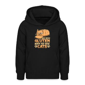 Glutenfrei Katze - Teenager Hoodie - Schwarz - Vorne - AI Model Teenager Male light (155cm)