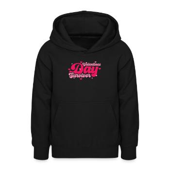 Retro Groovy 70's Valentine's Day Hearts Couple - Teen Hoodie - black - Front - AI Model Teenager Male light (155cm)