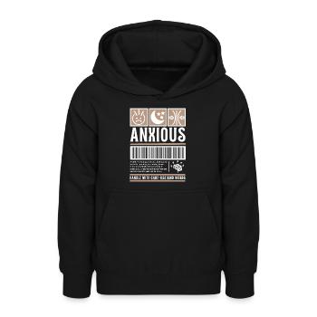 Streetwear anxieux, anxiété Vintage Fashion Label - Sweat à capuche Ado - noir - Devant - AI Model Teenager Male light (155cm)