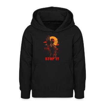 Stop it, a dystopian cyborg - Teen Hoodie - black - Front - AI Model Teenager Male light (155cm)