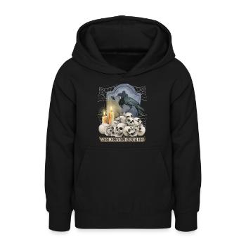 Crâne Effrayant, Corbeau Noir, Araignée - Sweat à capuche Ado - noir - Devant - AI Model Teenager Male light (155cm)