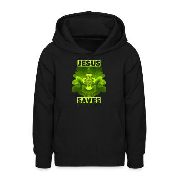 Jesus Christus, Christliches Kreuz, Jesus Saves - Teenager Hoodie - Schwarz - Vorne - AI Model Teenager Male light (155cm)