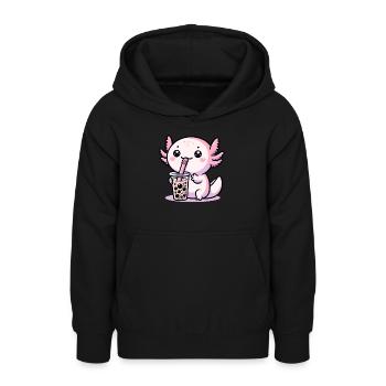 Axolotl Tee Eistee Amphibie Kawaii Anime - Teenager Hoodie - Schwarz - Vorne - AI Model Teenager Male light (155cm)