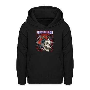Vintage Skull, Totenkopf mit Rosen, Spruch - Teenager Hoodie - Schwarz - Vorne - AI Model Teenager Male light (155cm)