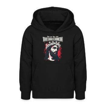 Dicton chrétien : Jésus-Christ avec une couronne d’épines - Sweat à capuche Ado - noir - Devant - AI Model Teenager Male light (155cm)