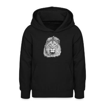 A portrait of the lion of the Lion Lion - Teen Hoodie - black - Front - AI Model Teenager Male light (155cm)
