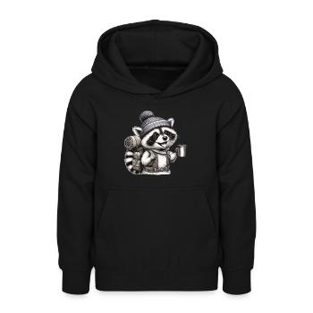 Backpacker Waschbär - Teenager Hoodie - Schwarz - Vorne - AI Model Teenager Male light (155cm)