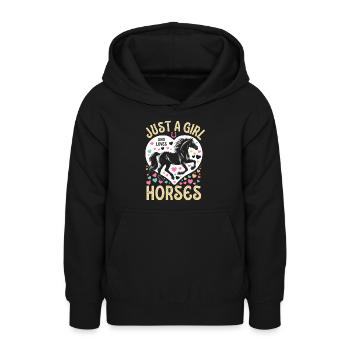 Pferdeliebhaber Geschenk Nur ein Mädchen, das Pferde liebt - Teenager Hoodie - Schwarz - Vorne - AI Model Teenager Male light (155cm)
