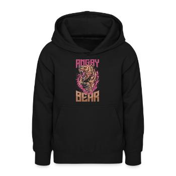 Ours en colère - Sweat à capuche Ado - noir - Devant - AI Model Teenager Male light (155cm)