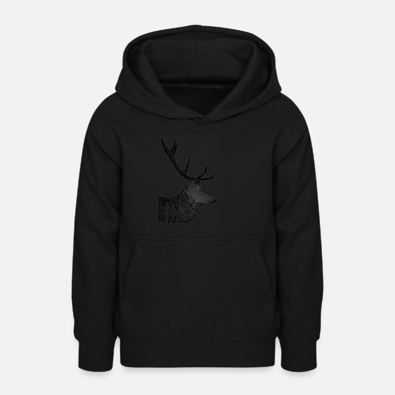Bois de cerf élaphe avec bois de cerf - Sweat à capuche Ado - noir