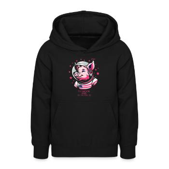 Ein Retro-Cartoon-Astronaut Schwein - Teenager Hoodie - Schwarz - Vorne - AI Model Teenager Male light (155cm)