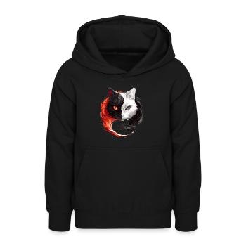 Yin Yang Katzen Katzenkunst für einen - Teenager Hoodie - Schwarz - Vorne - AI Model Teenager Male light (155cm)