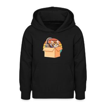 Katze In Box Retro Süße Katzenliebhaber Lustig - Teenager Hoodie - Schwarz - Vorne - AI Model Teenager Male light (155cm)