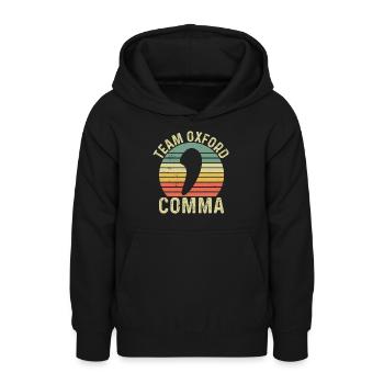 Équipe Oxford Virgule Grammaire Police Professeur d’Anglais - Sweat à capuche Ado - noir - Devant - AI Model Teenager Male light (155cm)