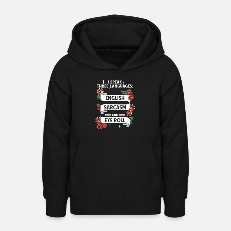 Sarcasme anglais et Motif de roulement des yeux - Sweat à capuche Ado - noir