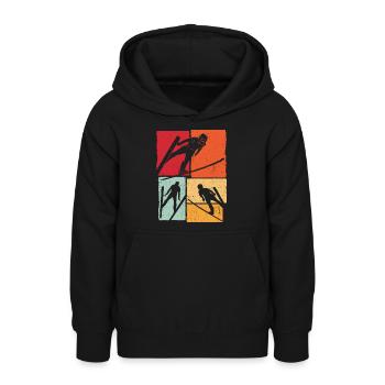 Skispringen Vintage Skifliegen Skiurlaub Ski Skisp - Teenager Hoodie - Schwarz - Vorne - AI Model Teenager Male light (155cm)