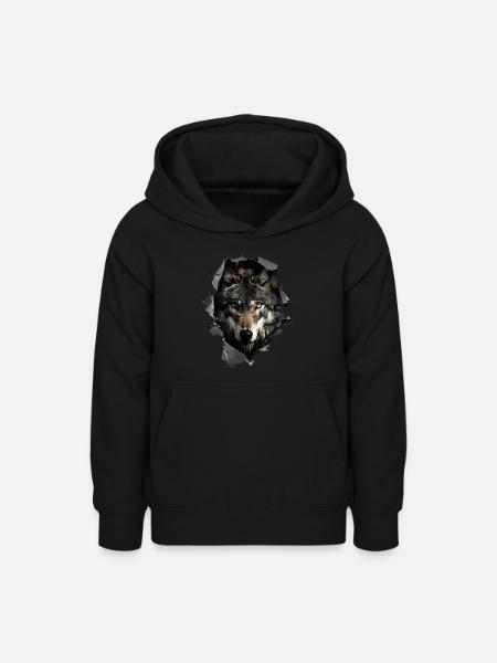 Wolf - Teenager Hoodie - Schwarz