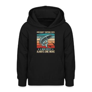 Tarpon Wędkarstwo Gatunki ryb słodkowodnych Wędkarstwo - Młodzieżowa bluza z kapturem - czarny - Przód - AI Model Teenager Male light (155cm)